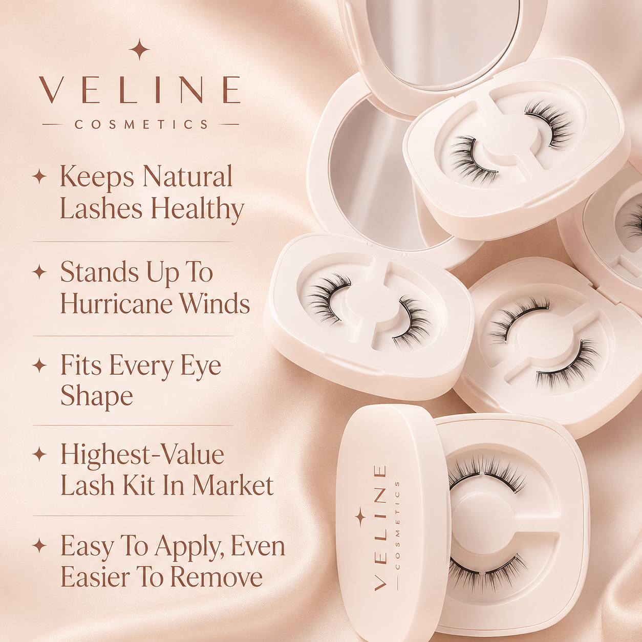 Veline Luxe Kit benefits – reusable no glue magnetic lashes
