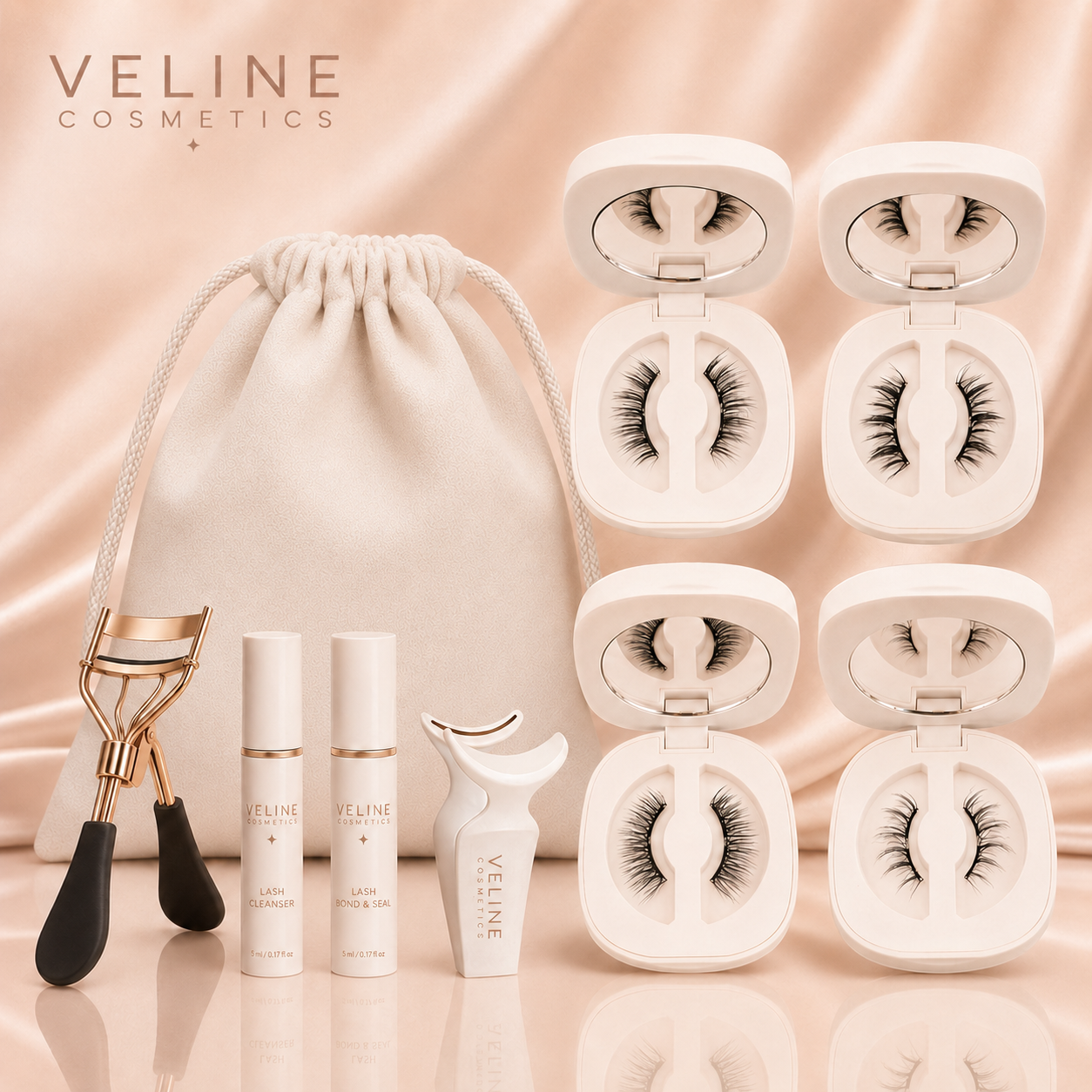 Veline Luxe Kit – premium magnetic lash collection with applicator