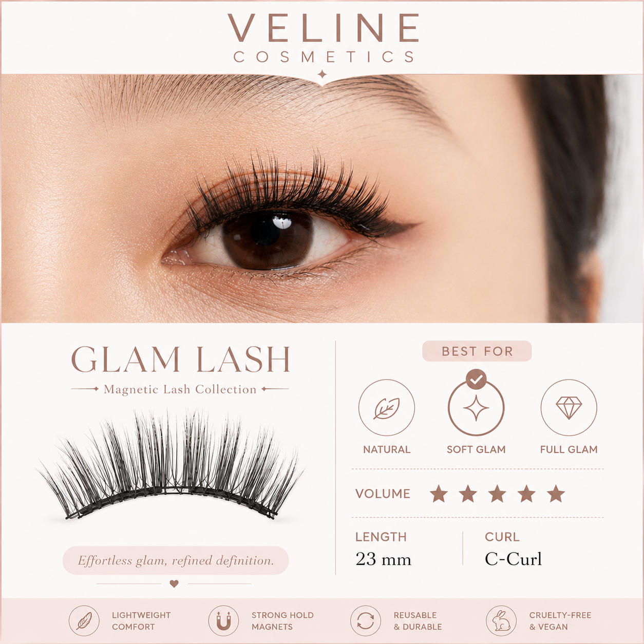 Veline Starter Kit Glam Lash style – magnetic lash collection