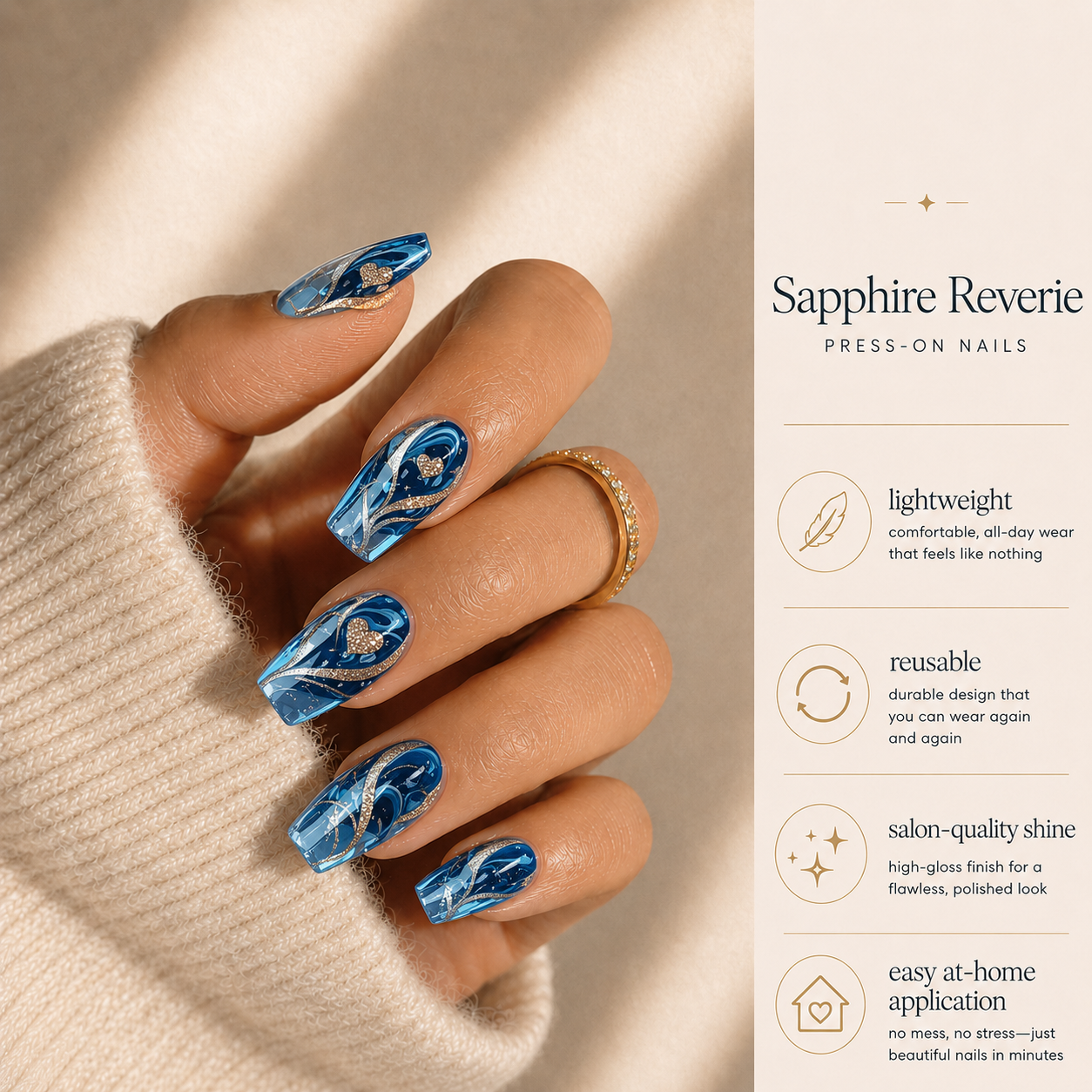 Sapphire Reverie Press-On Nails